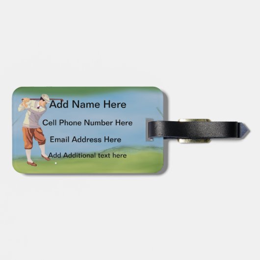 Gepersonaliseerde  Golfer van de Riverbank Bagagelabel (Achterkant horizontaal)