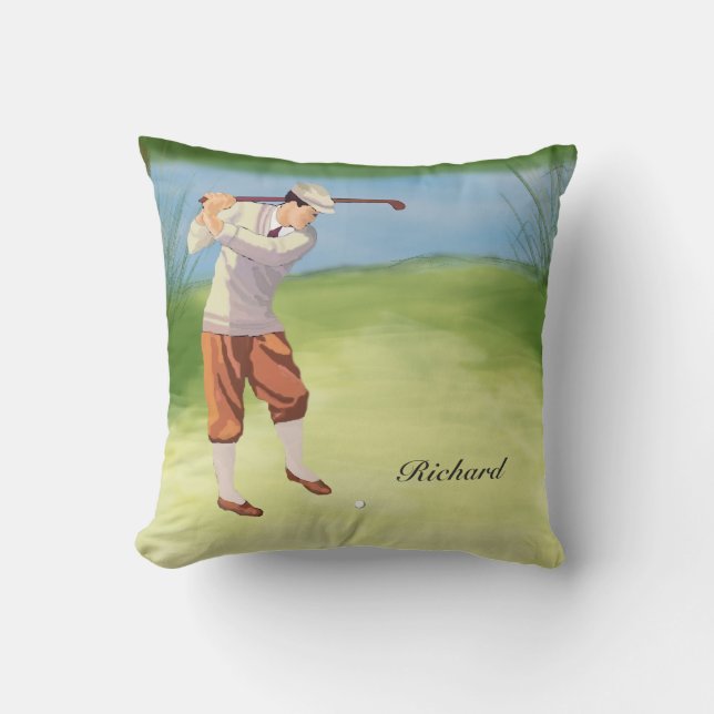 Gepersonaliseerde  Golfer van de Riverbank Kussen (Voorkant)