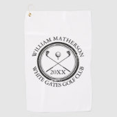 Gepersonaliseerde Golfer's Naam Club Naam en Datum Golfhanddoek (Voorkant)