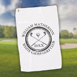 Gepersonaliseerde Golfer's Naam Club Naam en Datum Golfhanddoek<br><div class="desc">Met een oud stempel-effect klassiek retro-ontwerp personaliseer je de naam van de golfer,  de golfclub en de date om een groot keepname voor alle golfers te creëer. Ontworpen door: Thisnotme©</div>