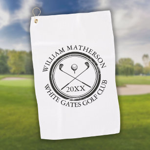 Gepersonaliseerde Golfer's Naam Club Naam en Datum Golfhanddoek