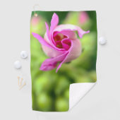 Gepersonaliseerde Golfhanddoek met Roze Bloemknop (Insitu)