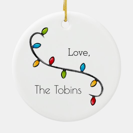 Gepersonaliseerde golfkar Kerstverlichting krans Keramisch Ornament (Achterkant)