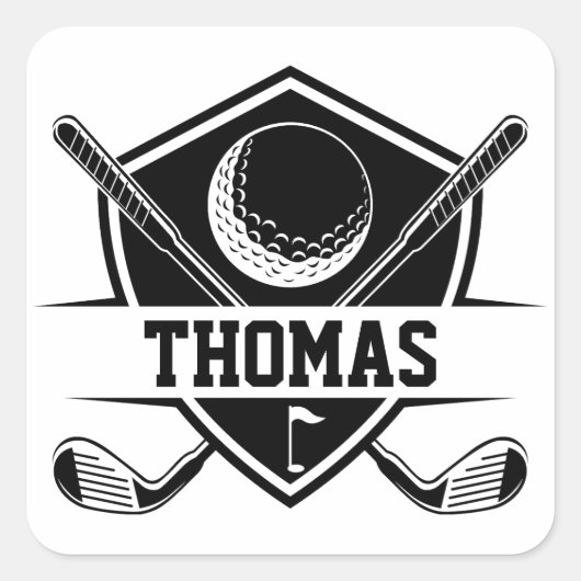 Gepersonaliseerde golfliefhebber vierkante sticker (Voorkant)
