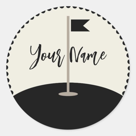 Gepersonaliseerde Golfnaam Ronde Sticker (Voorkant)