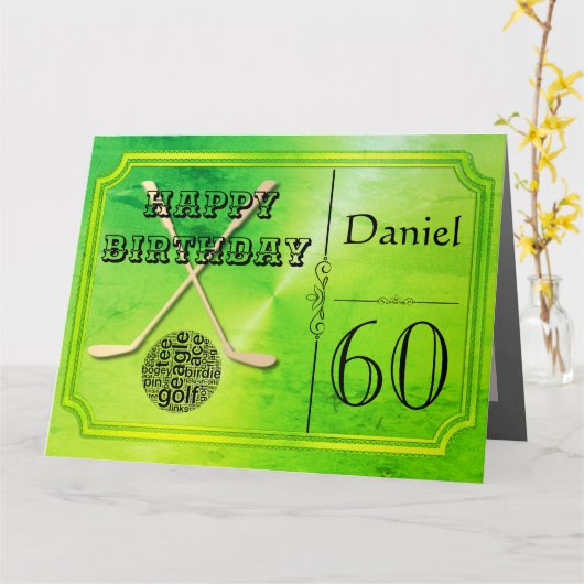 Gepersonaliseerde golfthema 60e verjaardag Kaart (Gele Bloem)