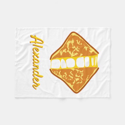 Gepersonaliseerde Gooey Grilled Cheese Sandwich Fleece Deken (Voorkant (Horizontaal))