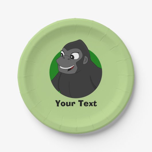 Gepersonaliseerde Gorilla Cartoon Papier Borden Papieren Bordje (Voorkant)