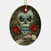 Gepersonaliseerde Gothic Biker Sugar Art Skull Gru Keramisch Ornament (Rechts)