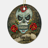 Gepersonaliseerde Gothic Biker Sugar Art Skull Gru Keramisch Ornament (Links)