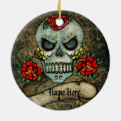 Gepersonaliseerde Gothic Biker Sugar Art Skull Gru Keramisch Ornament (Achterkant)