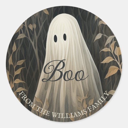 Gepersonaliseerde Gothic Ghost Halloween Ronde Sticker (Voorkant)