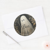 Gepersonaliseerde Gothic Ghost Halloween Ronde Sticker (Envelop)