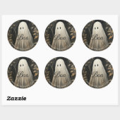 Gepersonaliseerde Gothic Ghost Halloween Ronde Sticker (Vel)