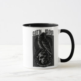 Gepersonaliseerde Gothic Mam, Raven & Skull 2 zijd Mok