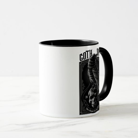 Gepersonaliseerde Gothic Pap, Raven & Skull Mok (Voorkant rechts)