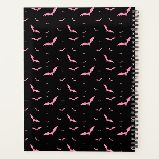 Gepersonaliseerde Gothic Pink & Black Bat Patroon Planner (Achterkant)