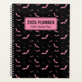 Gepersonaliseerde Gothic Pink & Black Bat Patroon Planner (Voorkant)