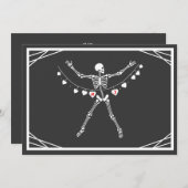 Gepersonaliseerde Gothic Skelet met harten Feestdagenkaart (Voorkant / Achterkant)