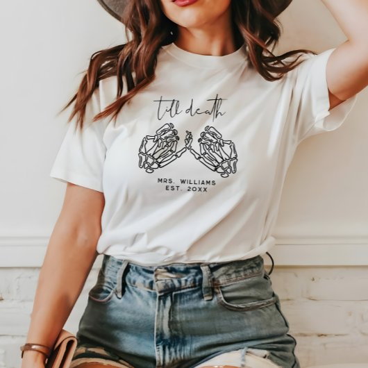 Gepersonaliseerde gotische bruiloft tot de dood t-shirt