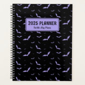 Gepersonaliseerde Gotische Paarse & Zwarte Vleermu Planner (Voorkant)