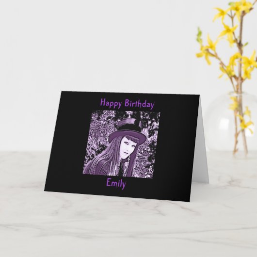 Gepersonaliseerde Gotische Verjaardag Kaart (Gele Bloem)