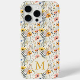 Gepersonaliseerde gouache weide bloemen patroon iPhone 15 pro max hoesje