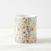 Gepersonaliseerde gouache weide bloemen patroon koffiemok (Center)
