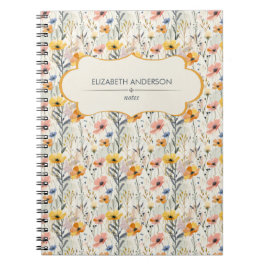 Gepersonaliseerde gouache weide bloemen patroon notitieboek