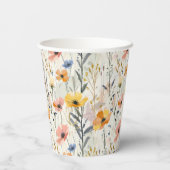 Gepersonaliseerde gouache weide bloemen patroon papieren bekers (Achterkant)