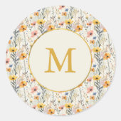 Gepersonaliseerde gouache weide bloemen patroon ronde sticker (Voorkant)