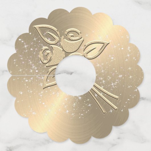 Gepersonaliseerde Goud Effect Trouwwijn Glas Label (Achterkant)