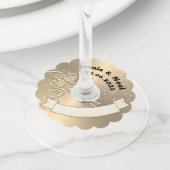Gepersonaliseerde Goud Effect Trouwwijn Glas Label (Dichtbij)