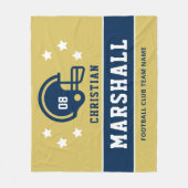 Gepersonaliseerde Goud en Navy Football Speler Naa Fleece Deken (Voorkant)