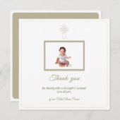 Gepersonaliseerde Goud en Wit Eerste Heilige Commu Bedankkaart (Voorkant / Achterkant)