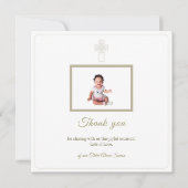 Gepersonaliseerde Goud en Wit Eerste Heilige Commu Bedankkaart (Voorkant)