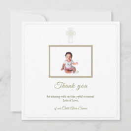 Gepersonaliseerde Goud en Wit Eerste Heilige Commu Bedankkaart