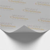 Gepersonaliseerde Goud en Zilver Vrolijk Kerstfees Cadeaupapier (Hoek)