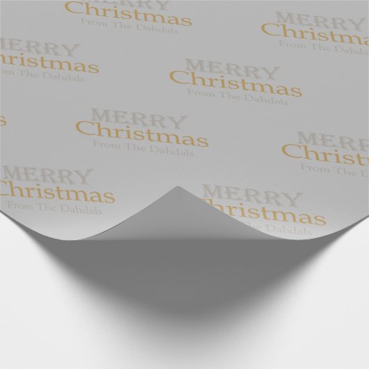Gepersonaliseerde Goud en Zilver Vrolijk Kerstfees Cadeaupapier (Hoek)