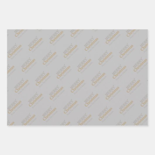 Gepersonaliseerde Goud en Zilver Vrolijk Kerstfees Inpakpapier Vel (Voorkant 2)