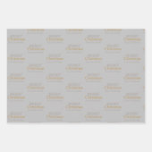 Gepersonaliseerde Goud en Zilver Vrolijk Kerstfees Inpakpapier Vel (Voorkant)