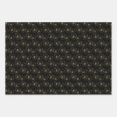 Gepersonaliseerde Goud en Zwarte Hart Charms van h Inpakpapier Vel (Voorkant 3)