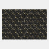 Gepersonaliseerde Goud en Zwarte Hart Charms van h Inpakpapier Vel (Voorkant 2)