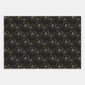 Gepersonaliseerde Goud en Zwarte Hart Charms van h Inpakpapier Vel (Voorkant)