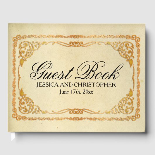 Gepersonaliseerde  Goud Lijst bruiloft gastenboek (Voorkant)