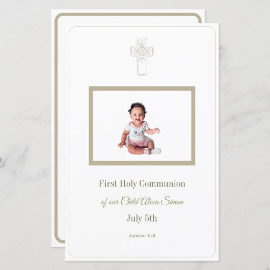 Gepersonaliseerde Goud Wit Eerste Heilige Communie (Voorkant / Achterkant)