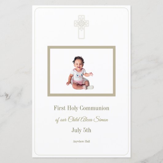 Gepersonaliseerde Goud Wit Eerste Heilige Communie (Voorkant)