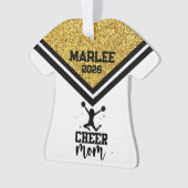 Gepersonaliseerde Goud & Zwart Cheer Mom Ornament (voorkant)