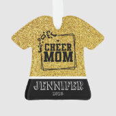 Gepersonaliseerde Goud & Zwart Cheer Mom Ornament (achterkant)