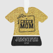 Gepersonaliseerde Goud & Zwart Cheer Mom Ornament (voorkant)